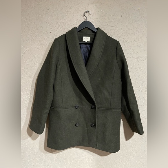 Sezane | NWOT! James Double Breasted Wool Coat In Khaki Size: 8 - Picture 3 of 7